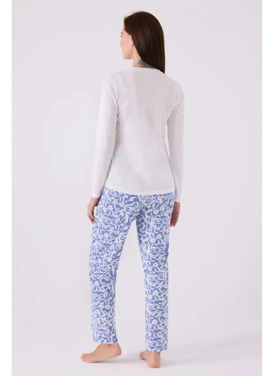 Arnetta Women's Long Sleeve Pajama Set AR3068 Cream
