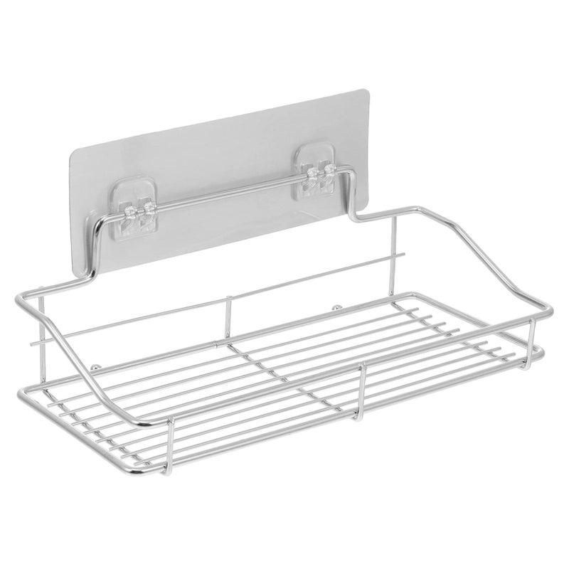 Wall Mounted Stainless Steel Bathroom Kitchen Storage Rack No Drilling Required Rustproof Organizer - Image 2