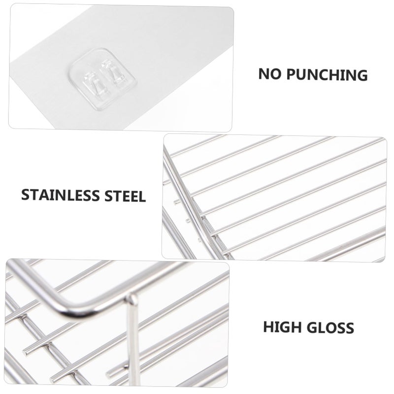 Wall Mounted Stainless Steel Bathroom Kitchen Storage Rack No Drilling Required Rustproof Organizer - Image 5