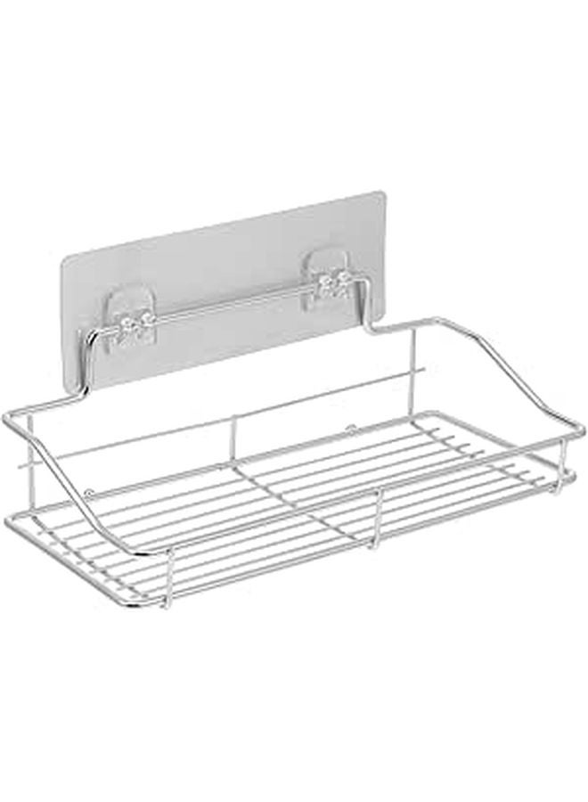 Wall Mounted Stainless Steel Bathroom Kitchen Storage Rack No Drilling Required Rustproof Organizer - Image 1