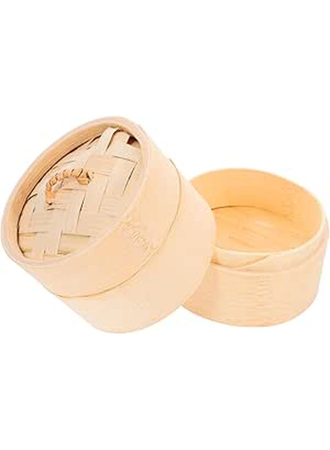 Round Reusable Bamboo Steamer Basket With Lid For Dim Sum Dumplings Bao Buns Easy Clean - Image 1