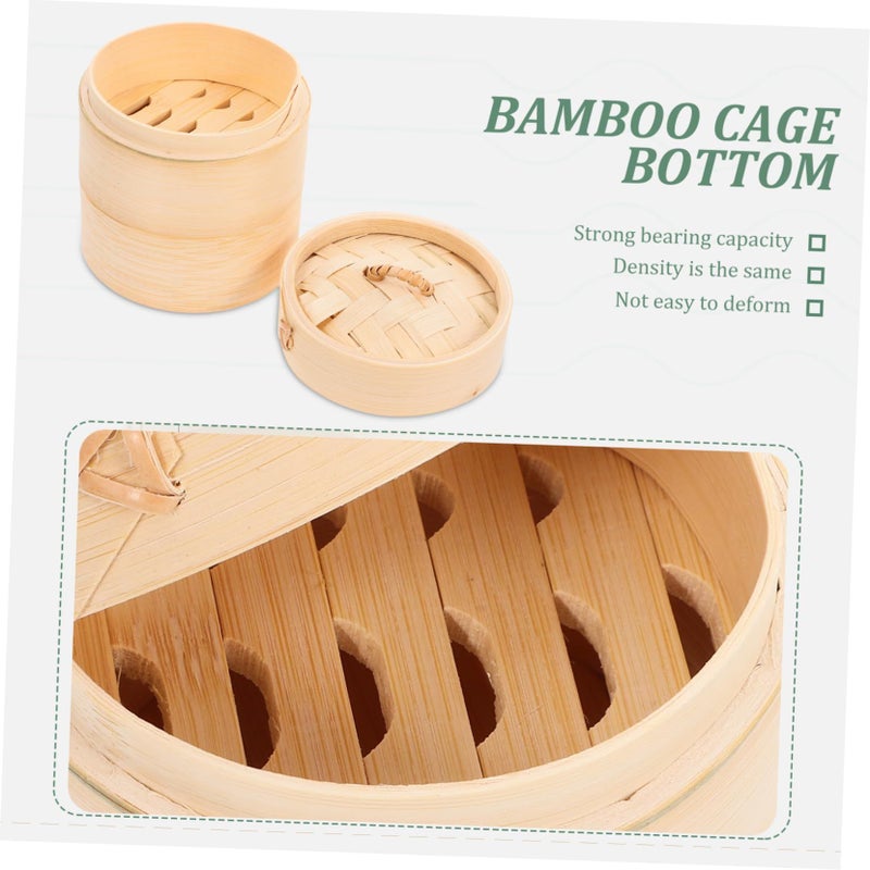 Round Reusable Bamboo Steamer Basket With Lid For Dim Sum Dumplings Bao Buns Easy Clean - Image 4