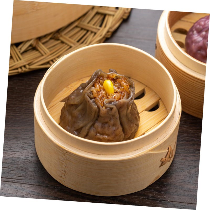 Round Reusable Bamboo Steamer Basket With Lid For Dim Sum Dumplings Bao Buns Easy Clean - Image 3
