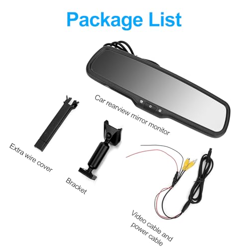 EVGATSAUTO Car Mirror Monitor, 4.3" inch HD 480 * 272 Resolution Digital Auto Dimming Mirror Car Parking Rear View Monitor with Bracket - Image 4