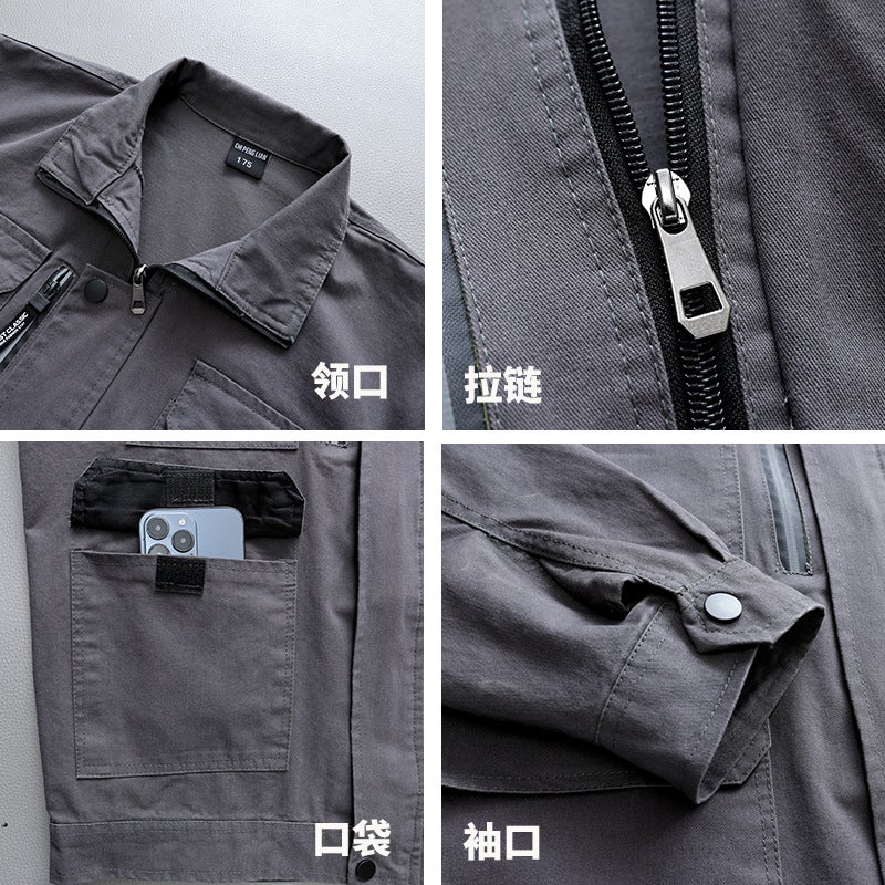 Pure Cotton Workwear Set For Men, Twill Cotton, Women'S Welder Wear-Resistant Labor Protection Clothing, Construction Site Thickened Workwear Factory - Image 3