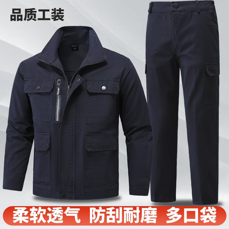 Pure Cotton Workwear Set For Men, Twill Cotton, Women'S Welder Wear-Resistant Labor Protection Clothing, Construction Site Thickened Workwear Factory - Image 2