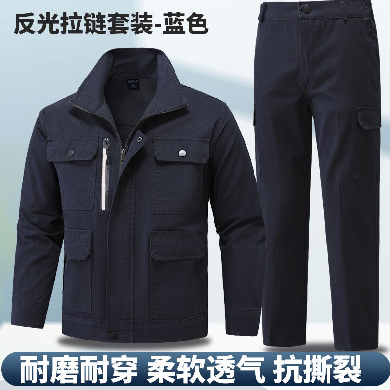 Pure Cotton Workwear Set For Men, Twill Cotton, Women'S Welder Wear-Resistant Labor Protection Clothing, Construction Site Thickened Workwear Factory - Image 1