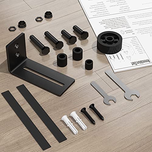 SKYSEN 2 Pack Barn Door Floor Guide Wall Mount Stay Roller,8 Setup Options, Flush Bottom,Black Powder Coated,Felt Strip, Countersunk Holes for Barn Door(706-2 Pack) - Image 3