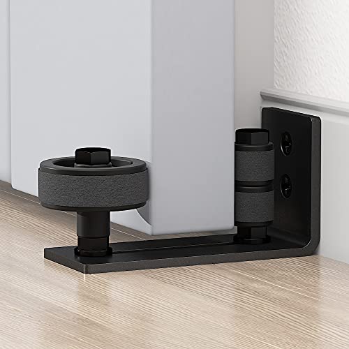 SKYSEN 2 Pack Barn Door Floor Guide Wall Mount Stay Roller,8 Setup Options, Flush Bottom,Black Powder Coated,Felt Strip, Countersunk Holes for Barn Door(706-2 Pack) - Image 2