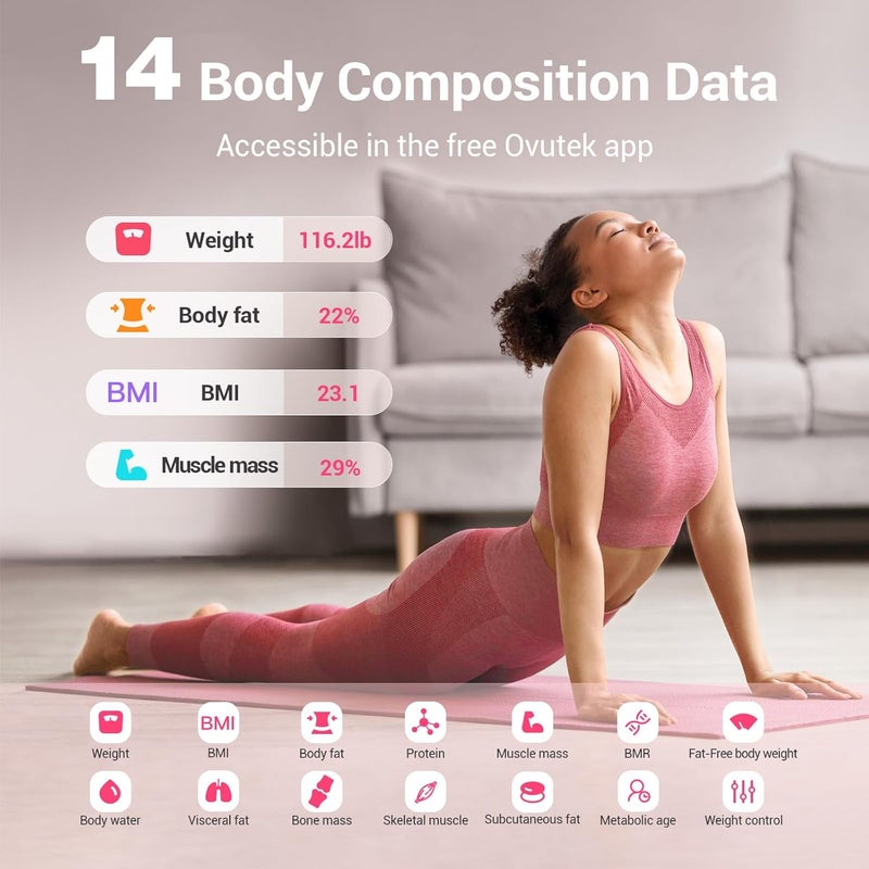 OVUTEK Smart Scale for Body Weight Digital Bathroom Scale BMI Weighing Body Fat Scale Accurate Body Composition Scale Monitor for Peoples Health with Smartphone App Compact Size 400lb - Image 2