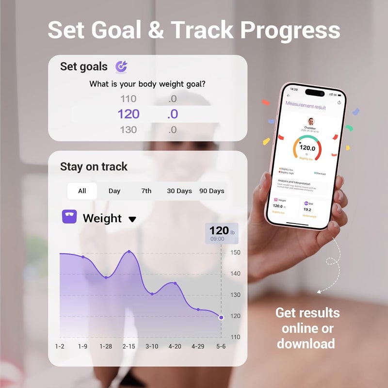 OVUTEK Smart Scale for Body Weight Digital Bathroom Scale BMI Weighing Body Fat Scale Accurate Body Composition Scale Monitor for Peoples Health with Smartphone App Compact Size 400lb - Image 4