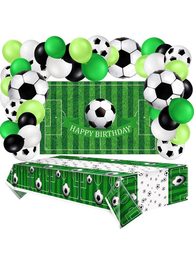 Civaner 86 Pieces Soccer Party Decorations Includes Soccer Balloon Birthday Banner Backdrop Tablecloth for Sports Event Birthday Party Supplies - Image 1