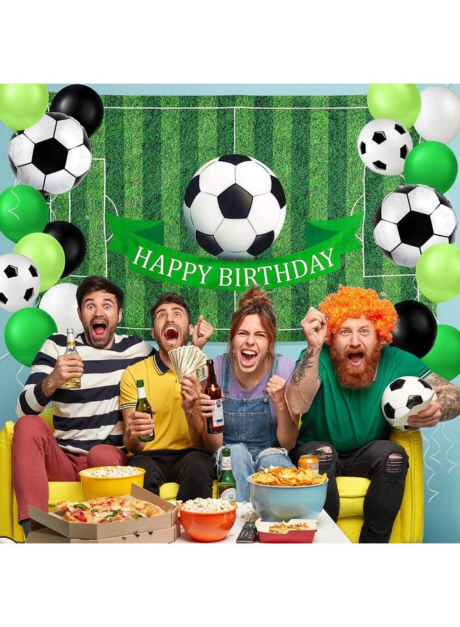 Civaner 86 Pieces Soccer Party Decorations Includes Soccer Balloon Birthday Banner Backdrop Tablecloth for Sports Event Birthday Party Supplies - Image 4