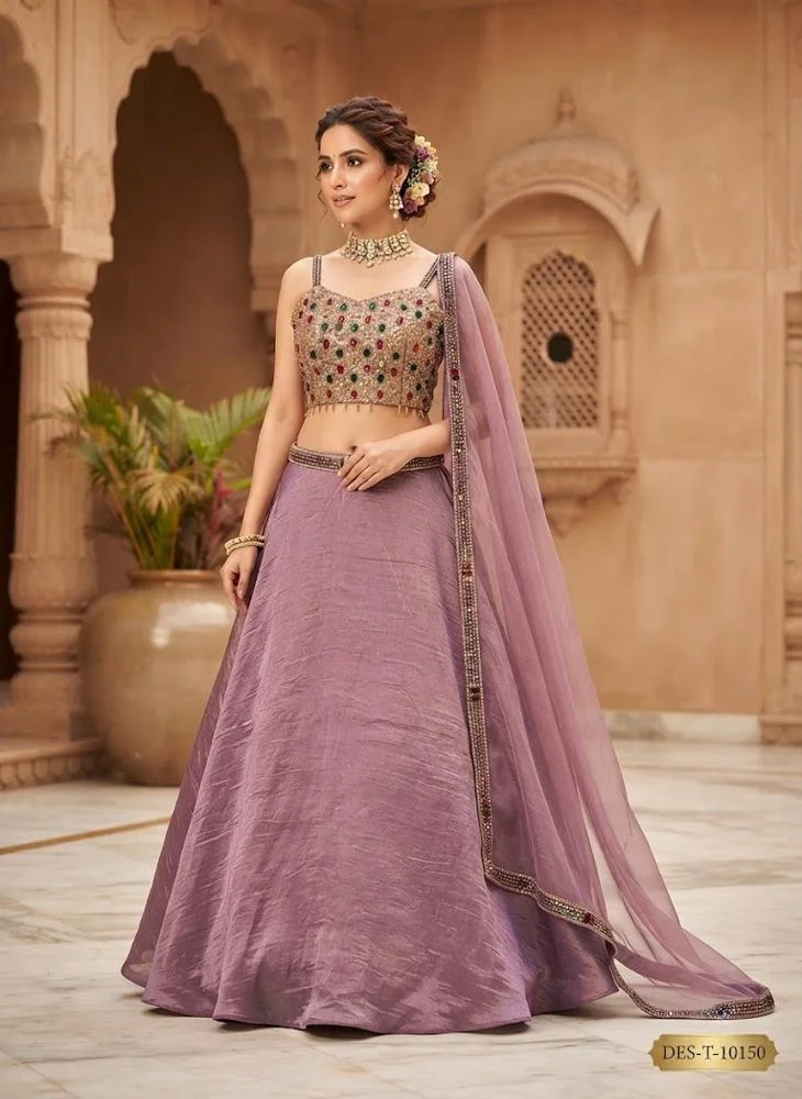 Viny VINY Purple 3-Piece Embellished Lehenga Set – Women's Indian Ethnic Wear