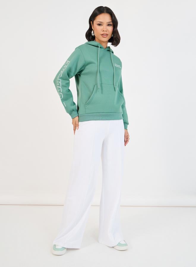 Styli Printed Sleeves Regular Fit Hoodie - Image 2