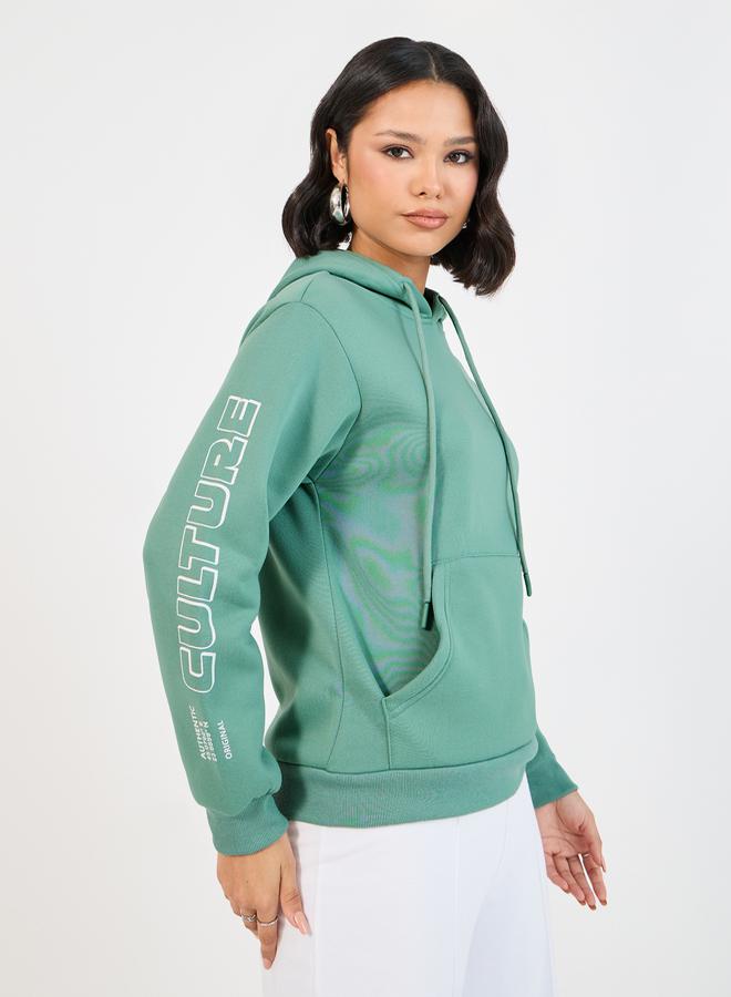 Styli Printed Sleeves Regular Fit Hoodie - Image 3