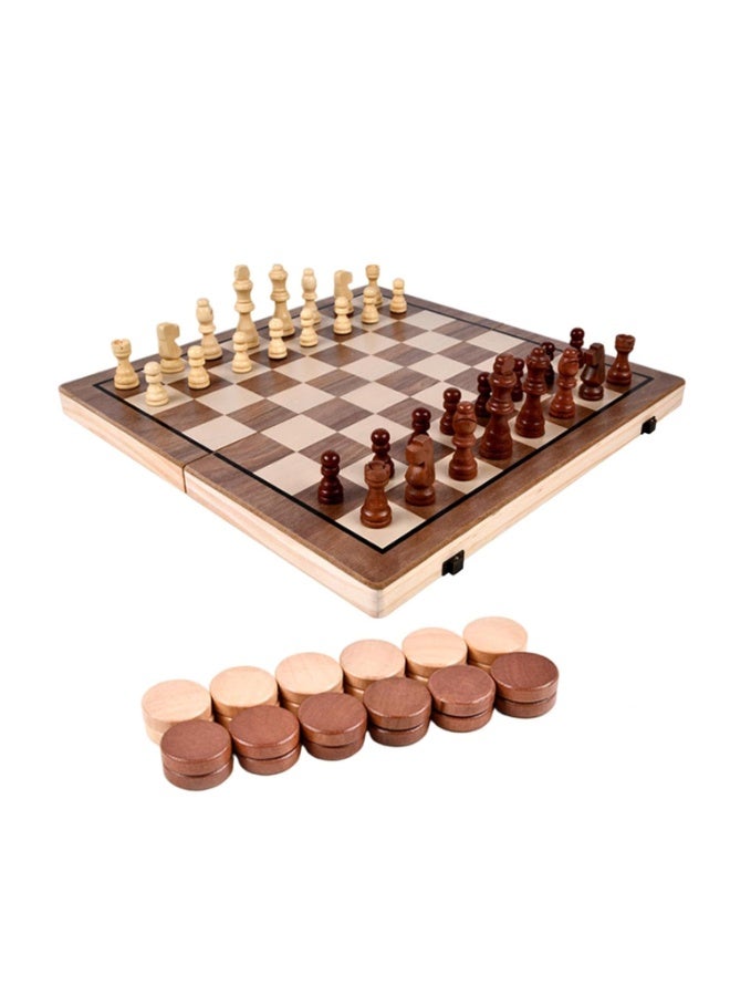 Capstro Magnetic Wooden Chess & Checkers Set – 2-in-1 Folding Board Game for Adults & Kids, Portable Travel Chess Set with Magnetic Pieces, Checkers Discs, Felt Storage Interior & Carry Bag - Image 3