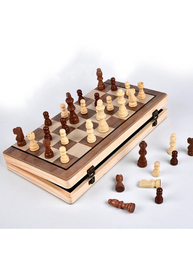 Capstro Magnetic Wooden Chess & Checkers Set – 2-in-1 Folding Board Game for Adults & Kids, Portable Travel Chess Set with Magnetic Pieces, Checkers Discs, Felt Storage Interior & Carry Bag - Image 5