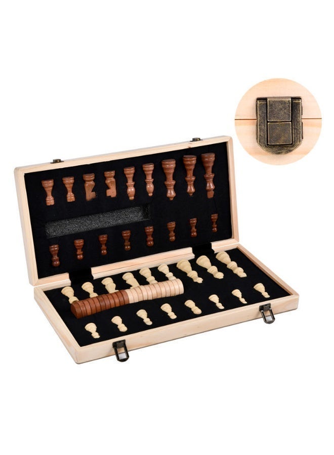 Capstro Magnetic Wooden Chess & Checkers Set – 2-in-1 Folding Board Game for Adults & Kids, Portable Travel Chess Set with Magnetic Pieces, Checkers Discs, Felt Storage Interior & Carry Bag - Image 4