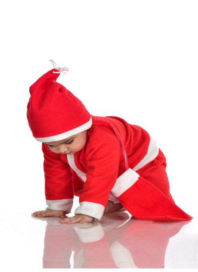 BookMyCostume BookMyCostume Santa Boy Dress Set of 4 (Jacket, Bottom, Bag, & Cap) Kids Christmas Costume 5-6 years  - Image 3