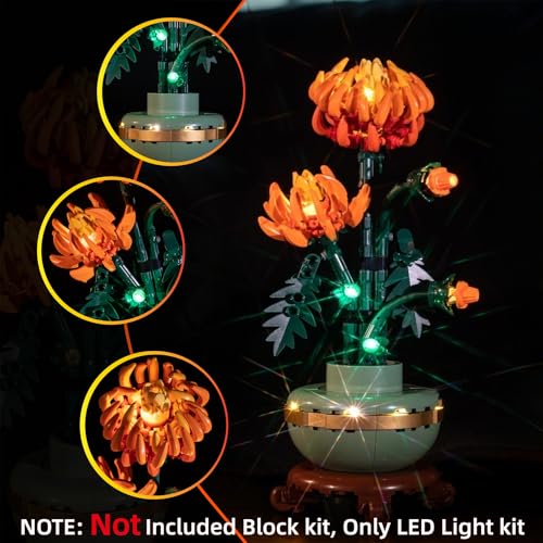 flashebrick LED Light Kit for Lego Chrysanthemum 10368 Flowers Compatible with Lego Botanical Chrysanthemum Collection Lighting Set for Lego 10368 Model NOT Included The Building Set - Image 5