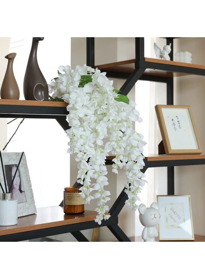 dallisten 3 Strands 40'' Silk White Wisteria Artificial Flowers, Fake Wisteria Floral Hanging Plant Garland, for Home Decor, Party, Floor Vase, Balcony, Wedding Arrangement Decoration (White) - Image 5