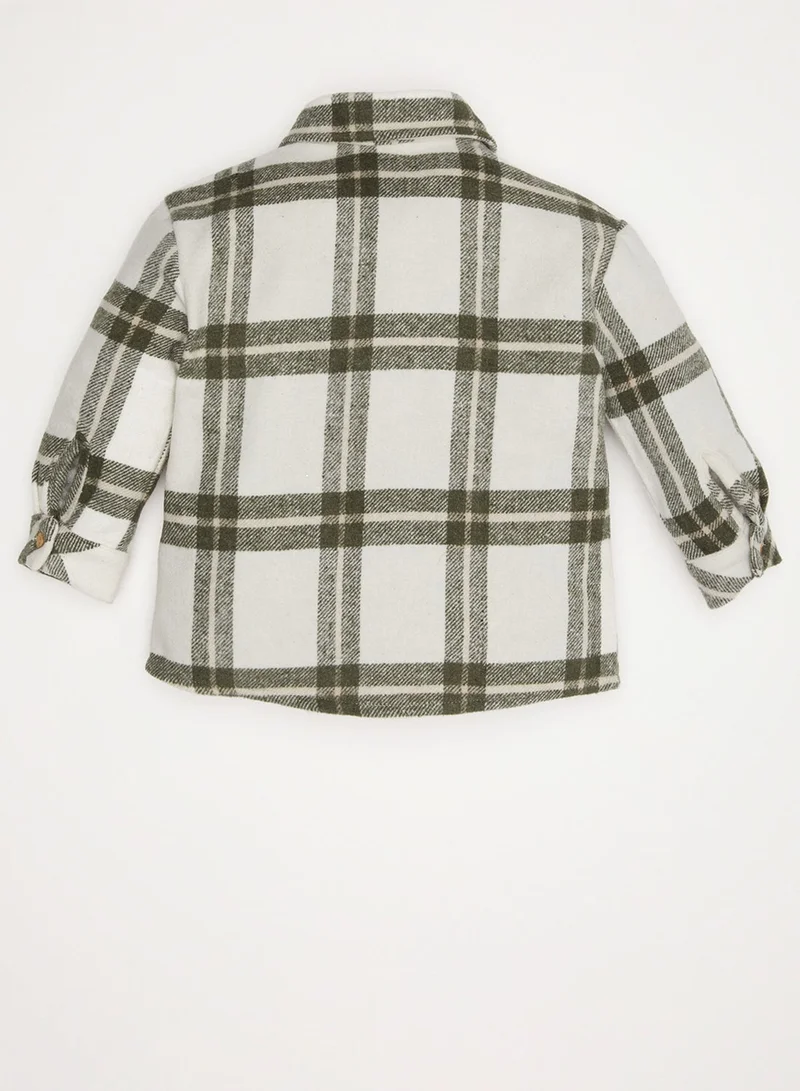 DeFacto Shirt Collar Flannel Long Sleeve Plaid Shirt With Pockets