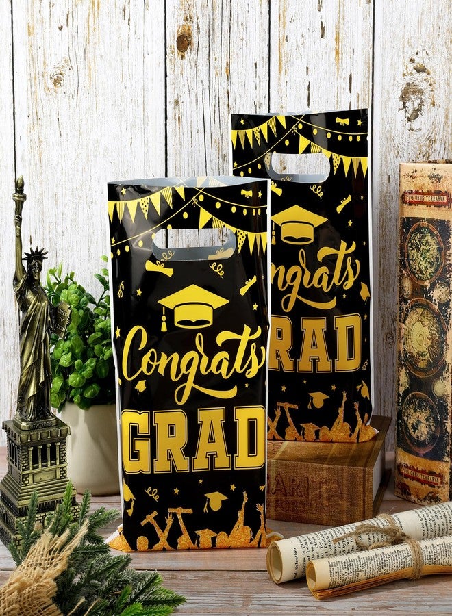 Whaline 50 Pcs 2026 Graduation Party Favor Bags Congrats Grad Plastic Treat Bags with Handles Goodie Candy Bag for Graduation Season Theme Party Gift Wrapping Supplies - Image 3