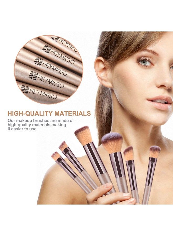 HEYMKGO Makeup Brushes 15Pcs Champagne Gold Professional Makeup Brush Sets Foundation Brush Blending Powder Blush Concealers Eye Make Up Brush Set With Pu Leather Cosmetics Bag - Image 4
