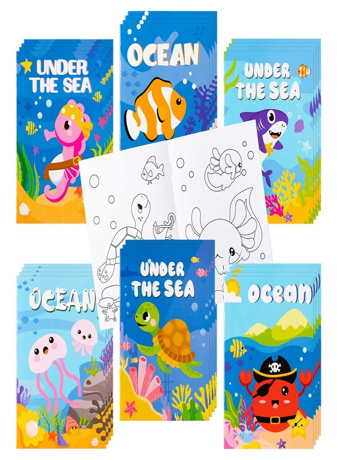 ANGOLIO 24Pcs Ocean Animals Coloring Books Bulk for Kids Mini DIY Art Drawing Book Set for Shark Seahorse Jellyfish Under The Sea Animal Theme Kindergarten School Classroom Rewards Goodie Bag Filler - Image 1