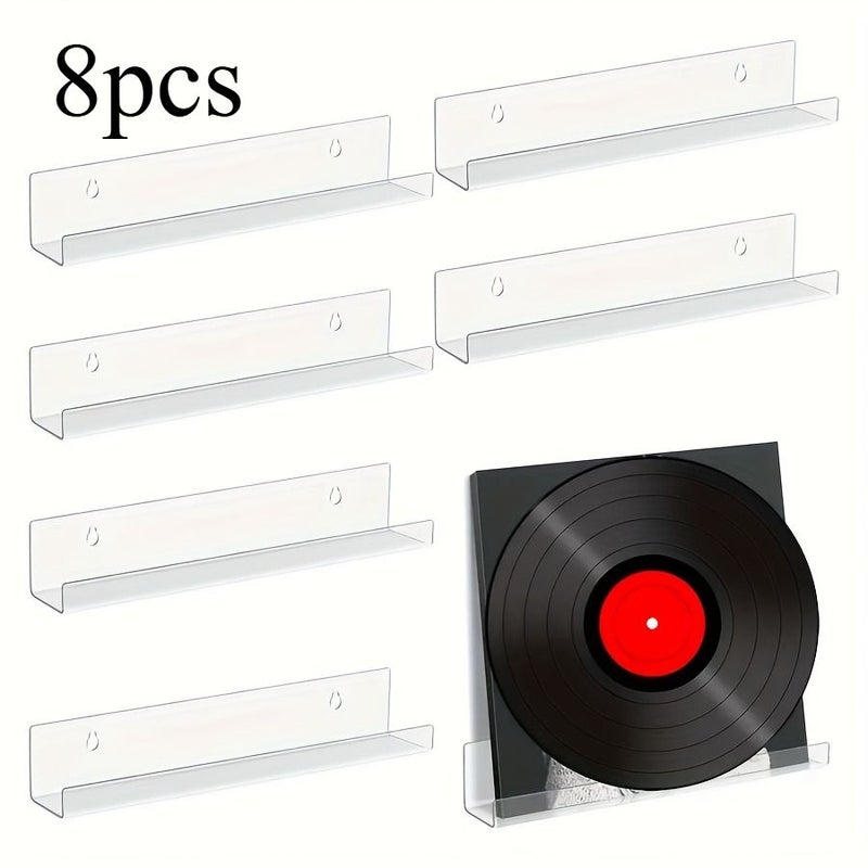8pcs Acrylic Wall Mounted Record Rack Classic Storage Solution For Vinyl - Image 1