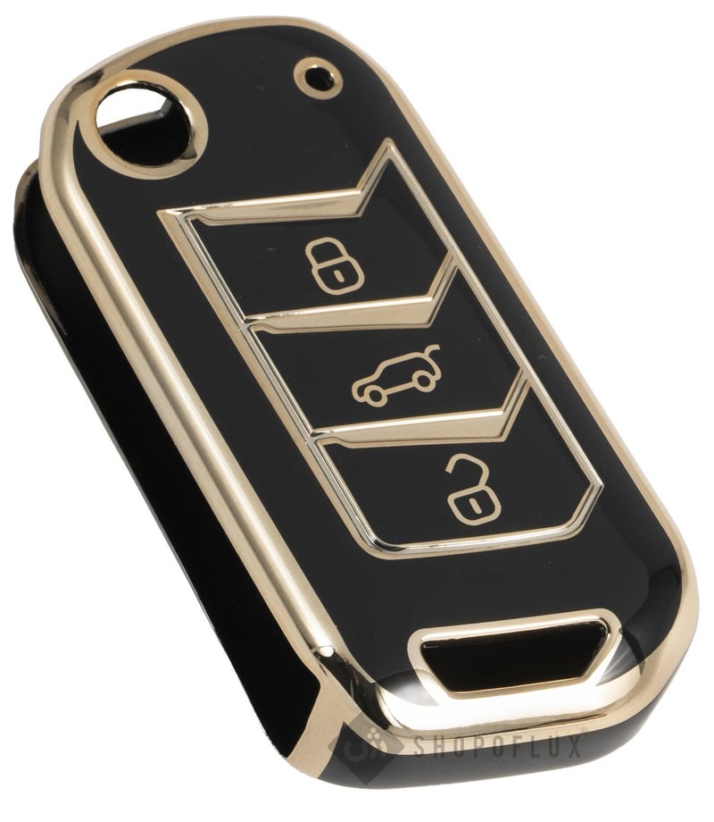 Shopoflux® TPU Key Cover Compatible with Mahindra Scorpio N | 3XO | XUV 300 | Marazzo | XUV 700 | XUV 400 ev | Bolero | Thar Roxx 3 Button Flip Key (Black) - Image 1