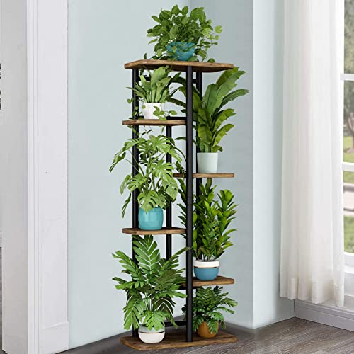 LINZINAR Plant Stand 6 Tier 7 Plant Multiple Flower Rack Holder Shelves Rack Storage Organizer Display Indoor Planter for Balcony Bedroom Patio Garden Living Room, Black - Image 3