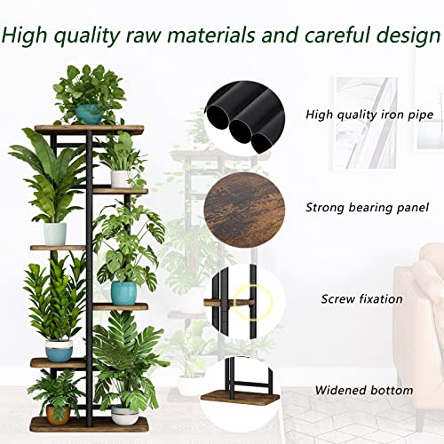 LINZINAR Plant Stand 6 Tier 7 Plant Multiple Flower Rack Holder Shelves Rack Storage Organizer Display Indoor Planter for Balcony Bedroom Patio Garden Living Room, Black - Image 5