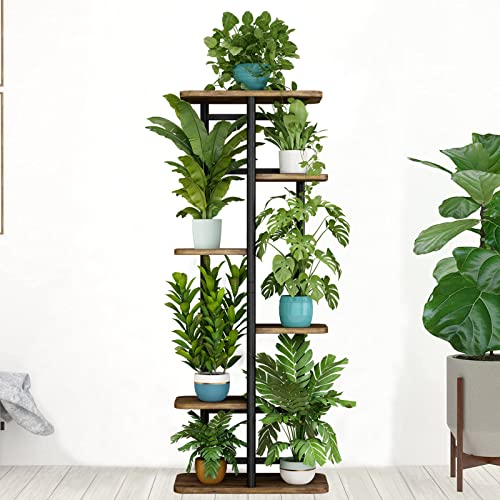 LINZINAR Plant Stand 6 Tier 7 Plant Multiple Flower Rack Holder Shelves Rack Storage Organizer Display Indoor Planter for Balcony Bedroom Patio Garden Living Room, Black - Image 4