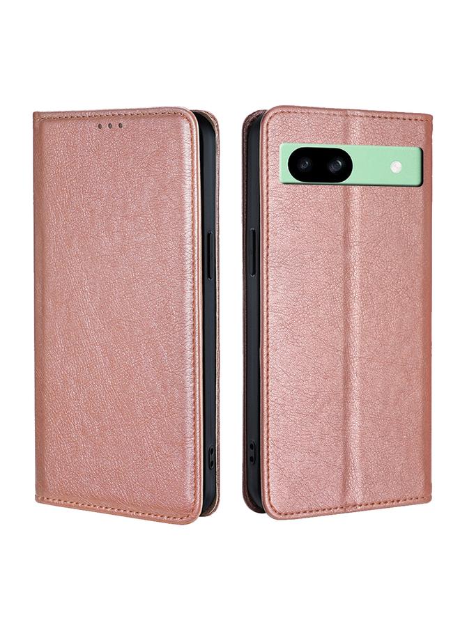 Green Tiger For Google Pixel 8a Gloss Oil Solid Color Magnetic Leather Phone Case(Rose Gold)