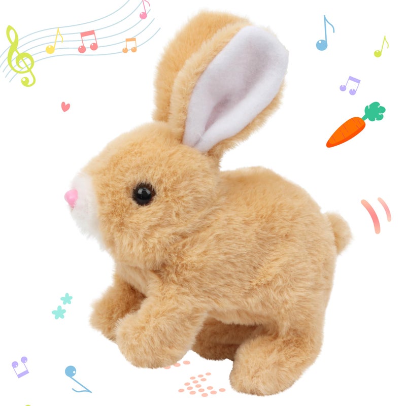 Hopearl Hopping Rabbit Interactive Electronic Pet Plush Bunny Toy with Sounds and Movements Animated Walking Wiggle Ears Twitch Nose Gift for Toddlers Birthday Brown 7 - Image 2