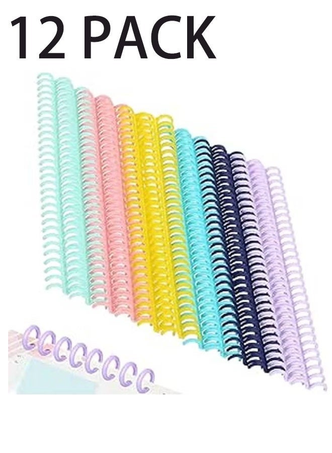 Geustos 12 Pack Spiral Binding Coils,Colored Coil Bindings Spines,Plastic Loop Wire Binding Spines,DIY Notebook Binding Spirals,Spiral Binding Rings for Teacher Student Document,School Office Supplies - Image 1