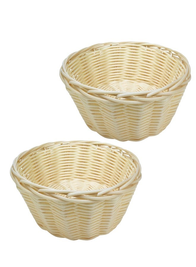 Great Credentials 8-Inch Round Woven Bread Roll Baskets, Food Serving Baskets, Basket, Restaurant Quality, Polypropylene Material - Set of 2 - Image 1