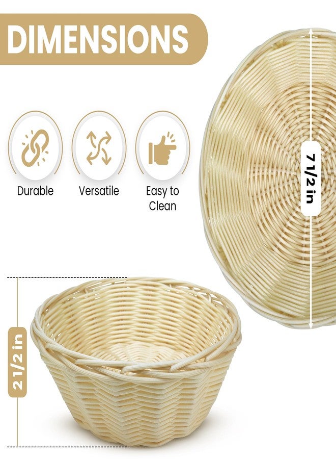 Great Credentials 8-Inch Round Woven Bread Roll Baskets, Food Serving Baskets, Basket, Restaurant Quality, Polypropylene Material - Set of 2 - Image 3