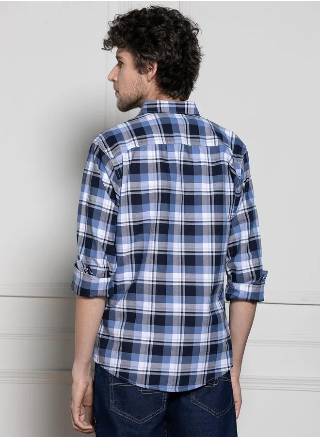 دينيس لينغو Checked Print Slim Collar Casual Shirt by Styli