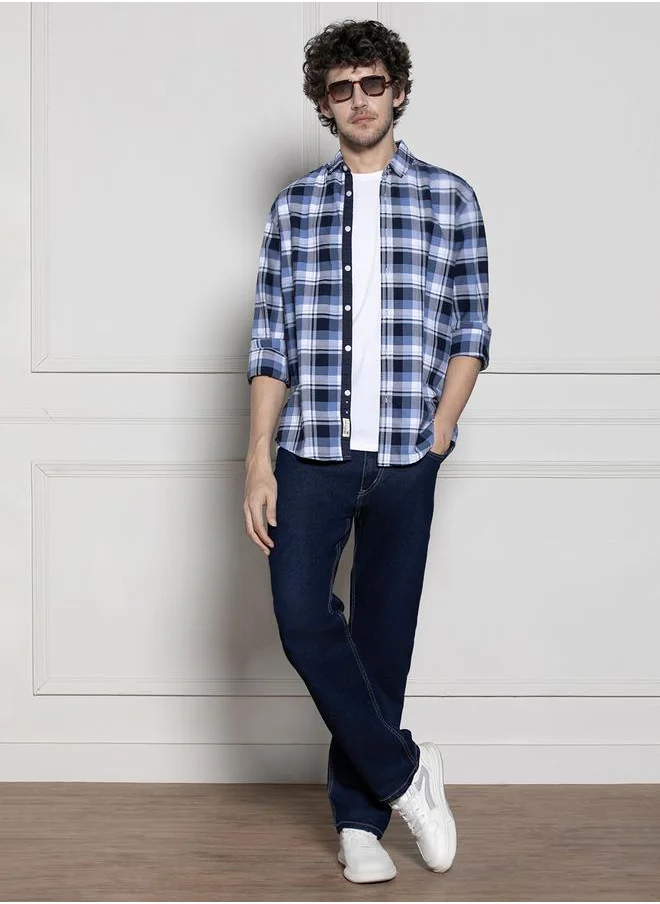 دينيس لينغو Checked Print Slim Collar Casual Shirt by Styli