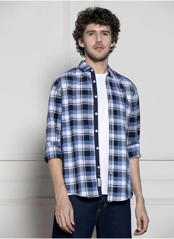 دينيس لينغو Checked Print Slim Collar Casual Shirt by Styli
