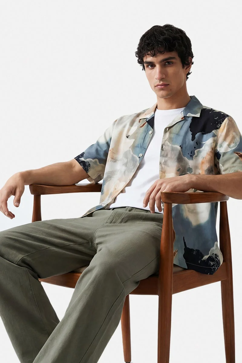 سنيتش Multicolour Abstract Half Sleeve Boxy Shirt