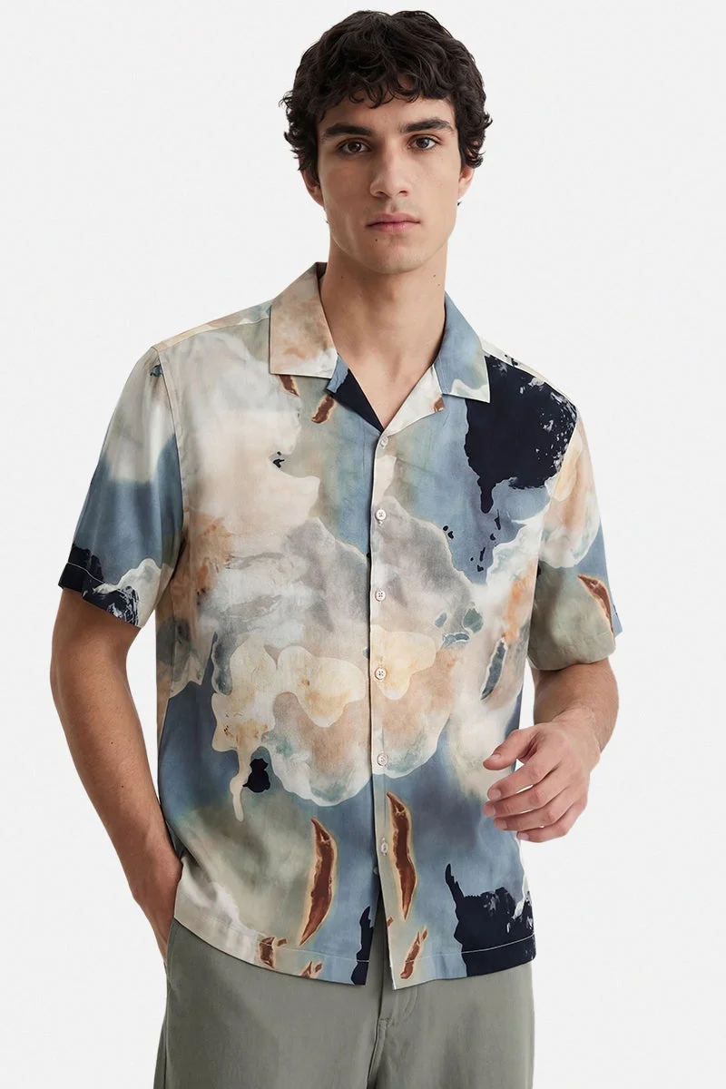 سنيتش Multicolour Abstract Half Sleeve Boxy Shirt