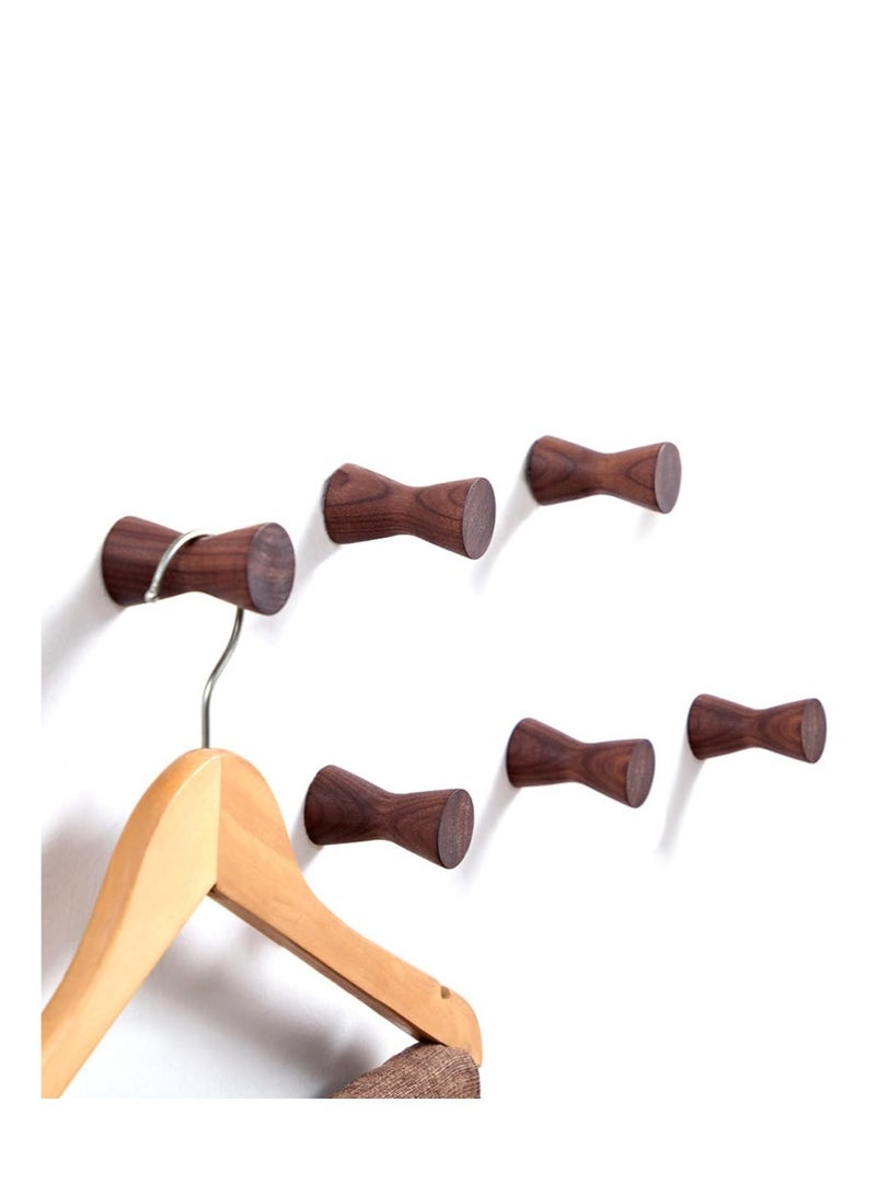 Excefore Nordic Creativity Wall Hooks, 6 Pcs Black Walnut Hook Decorative Hooks, Wall Mounted Modern Hook, Minimalist Hooks for Hanging Hat, Scarf Hooks, for Hanging Jackets,Hats,Scarf,Bag,Towel - Image 1