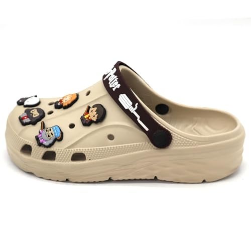 SVAAR x Harry Potter Men's Magical Clogs with 10 Authentic Harry Potter Charms Included and Adjustable Back Strap Beige - Image 5
