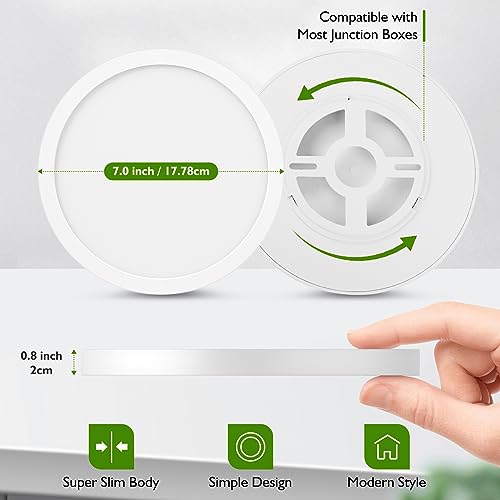 Brightever LED Flush Mount Ceiling Light Fixture, 100W Equivalent Modern Kitchen Recessed Ceiling Lamp 5000K Daylight White 15W 1200Lm 7 Inch Closet Round Surface Mount for Bathroom Laundry Bedroom Hallway - Image 2