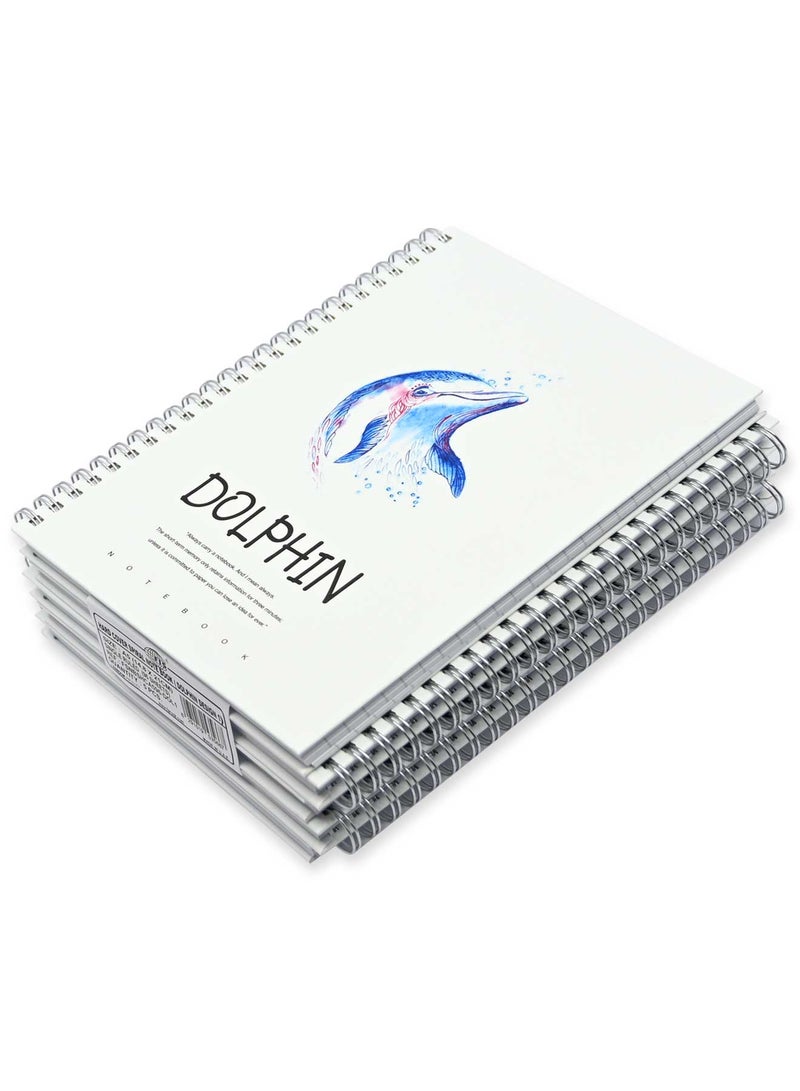 FIS Pack Of 5 Spiral Hard Cover Notebook, 96 Sheets A5 Dolphin Design 1 -FSNBSHCA596-DOL1 - Image 3