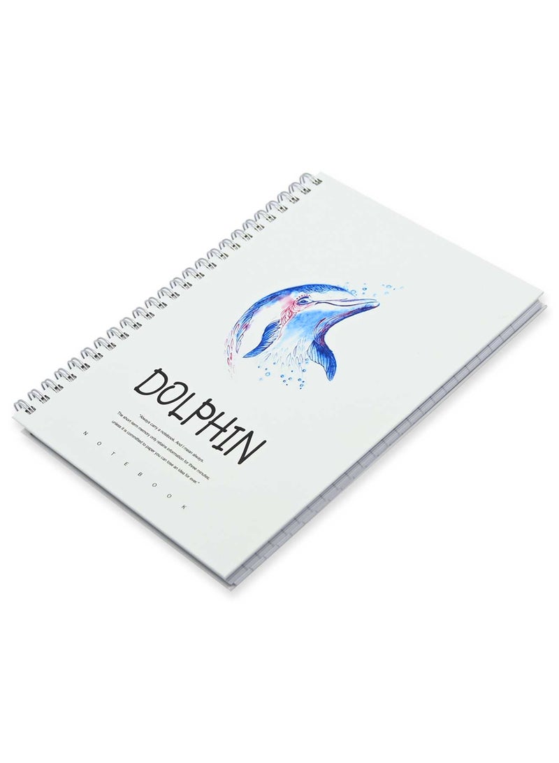 FIS Pack Of 5 Spiral Hard Cover Notebook, 96 Sheets A5 Dolphin Design 1 -FSNBSHCA596-DOL1 - Image 1